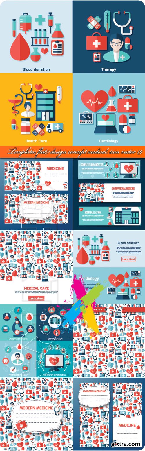 Templates flat design concept medical icon vector 19