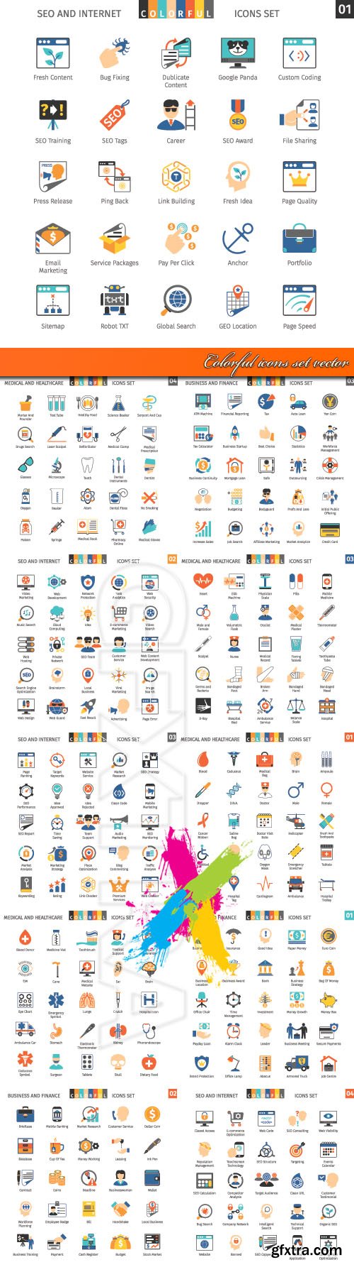 Colorful icons set vector