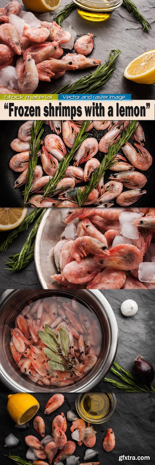 Frozen shrimps with a lemon