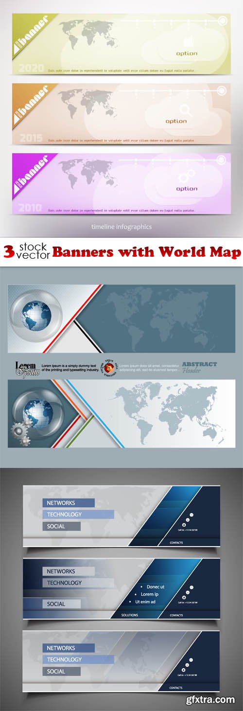 Vectors - Banners with World Map