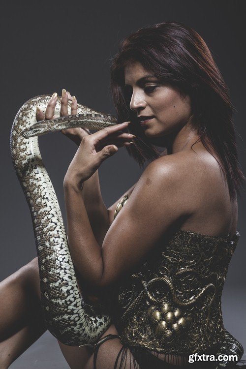 Python on the woman's body