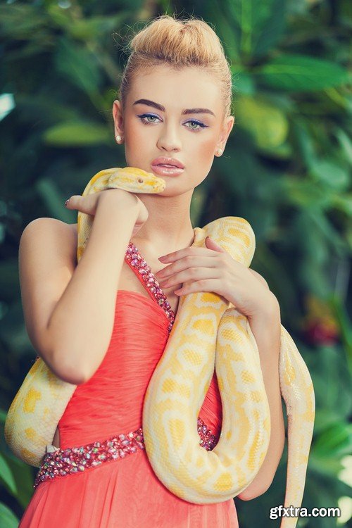 Python on the woman's body