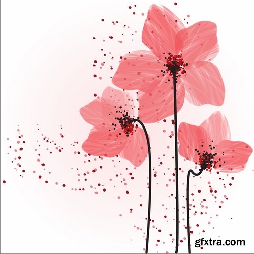 Collection vector flowers a background picture flyer template banner 25 EPS