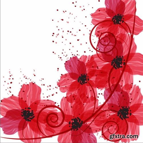 Collection vector flowers a background picture flyer template banner 25 EPS