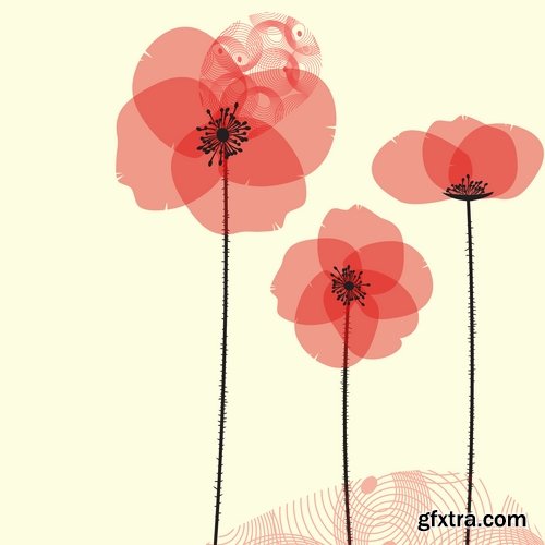 Collection vector flowers a background picture flyer template banner 25 EPS