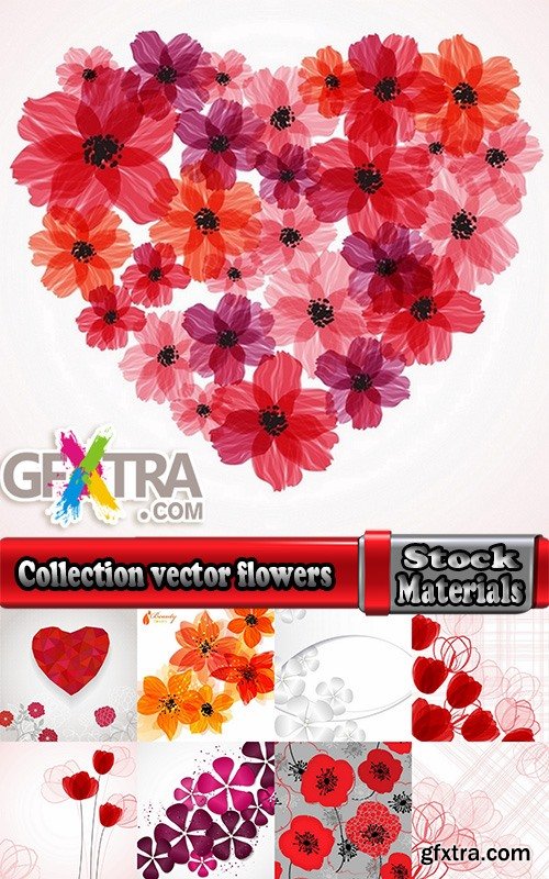 Collection vector flowers a background picture flyer template banner 25 EPS