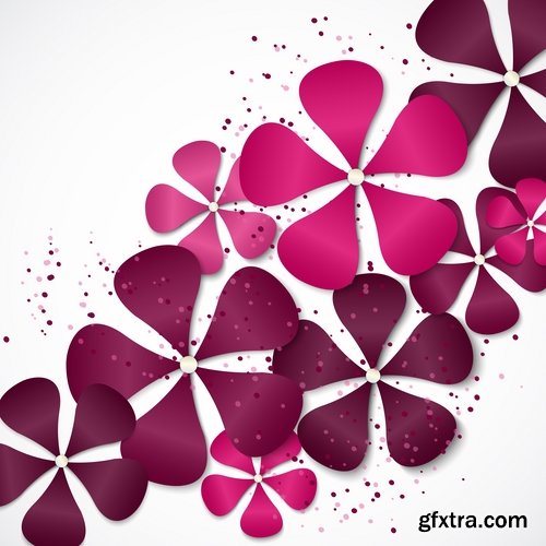 Collection vector flowers a background picture flyer template banner 25 EPS