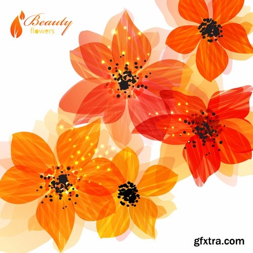 Collection vector flowers a background picture flyer template banner 25 EPS