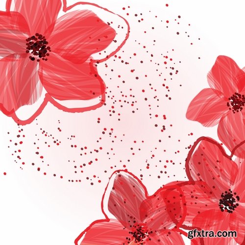 Collection vector flowers a background picture flyer template banner 25 EPS