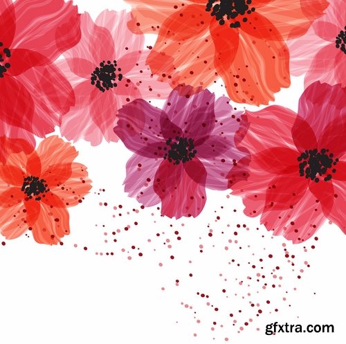 Collection vector flowers a background picture flyer template banner 25 EPS