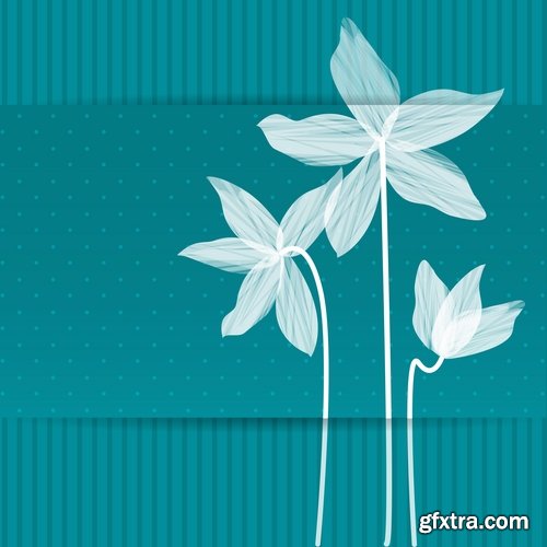 Collection vector flowers a background picture flyer template banner 25 EPS