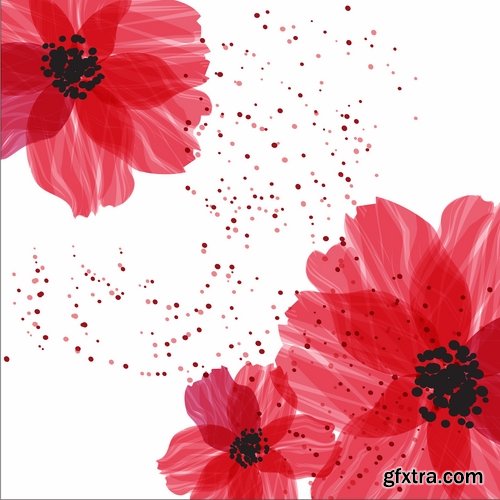 Collection vector flowers a background picture flyer template banner 25 EPS