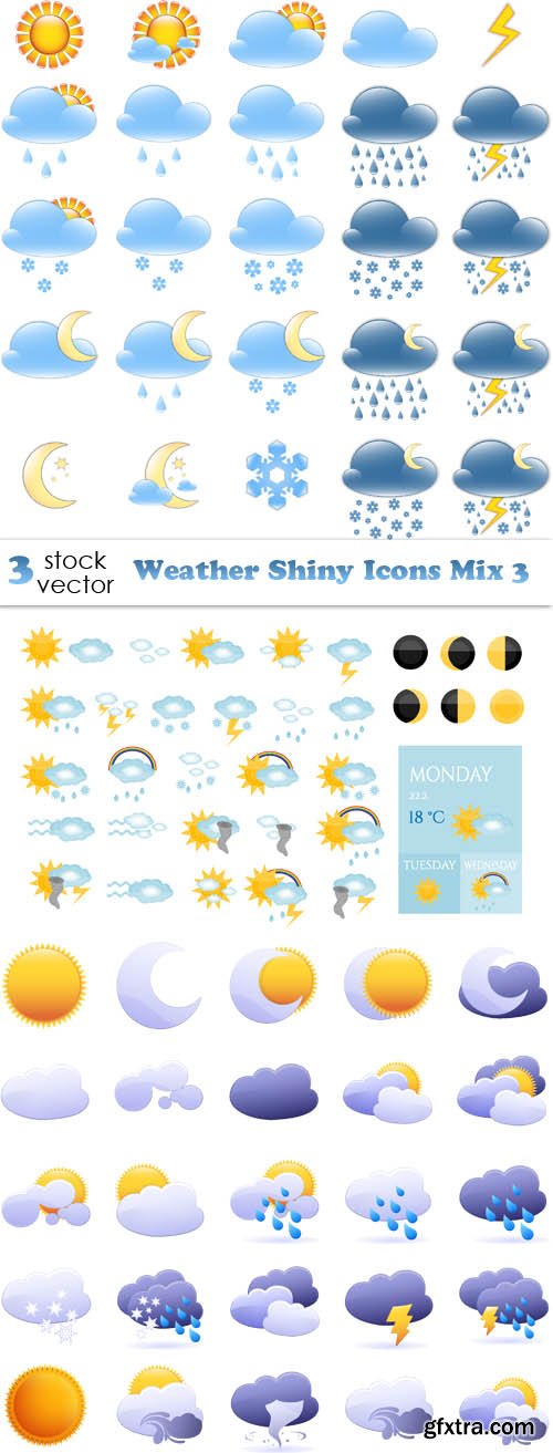 Vectors - Weather Shiny Icons Mix 3