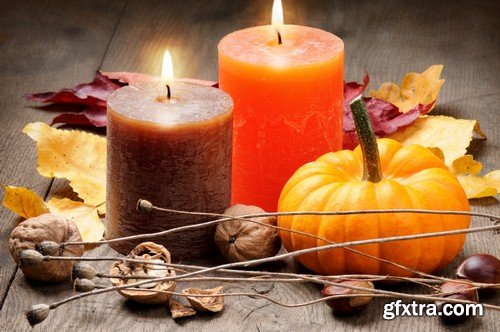 Background pumpkin and candle