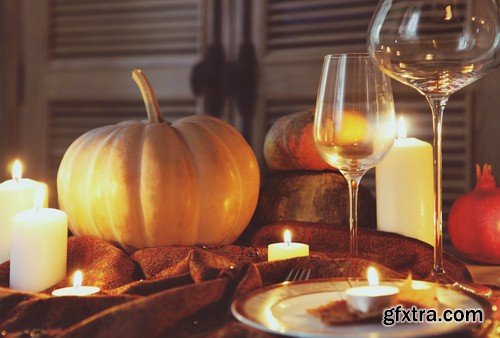 Background pumpkin and candle