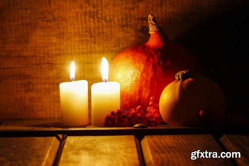 Background pumpkin and candle