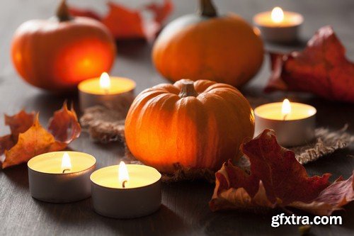 Background pumpkin and candle