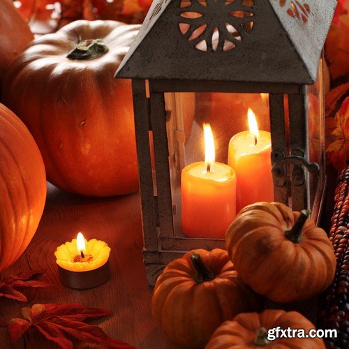 Background pumpkin and candle