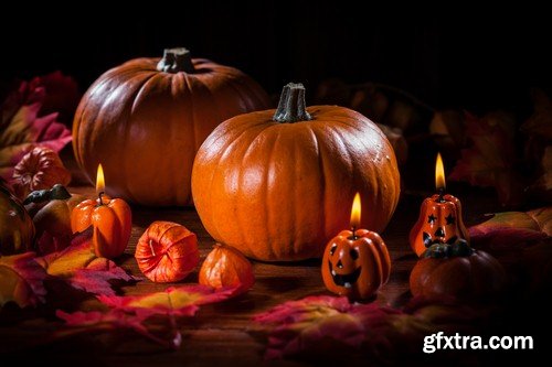 Background pumpkin and candle