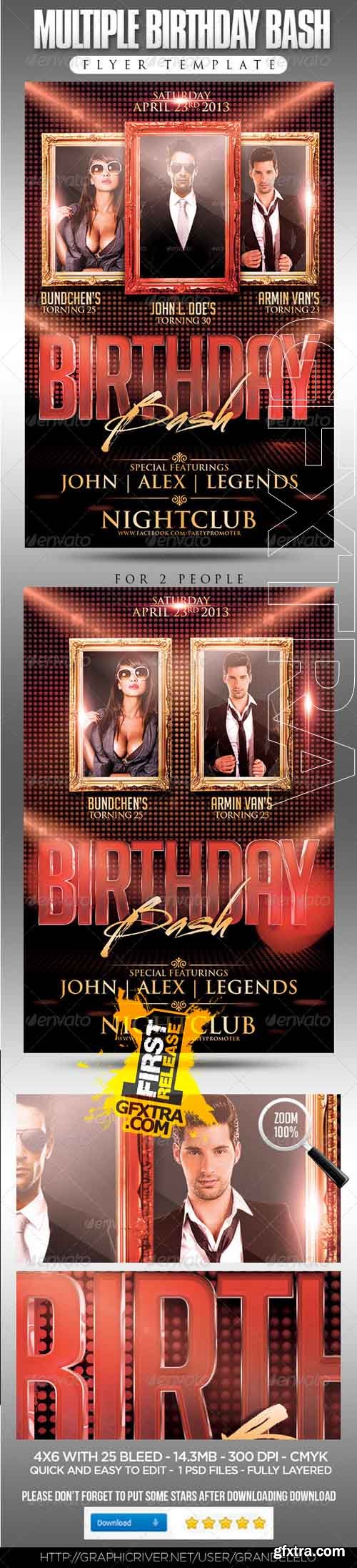 Multiple Birthday Bash Flyer Template