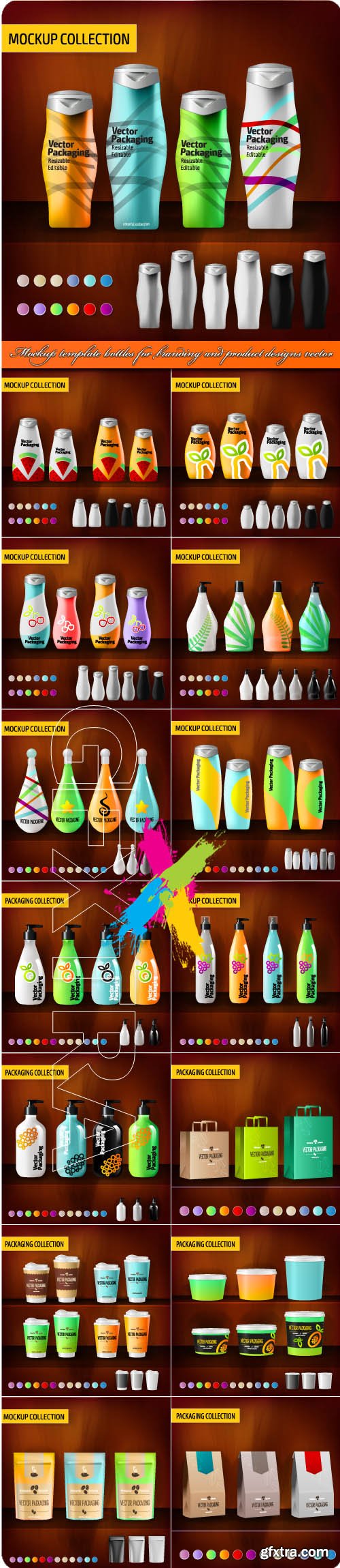 Mockup template bottles for branding and product designs vector