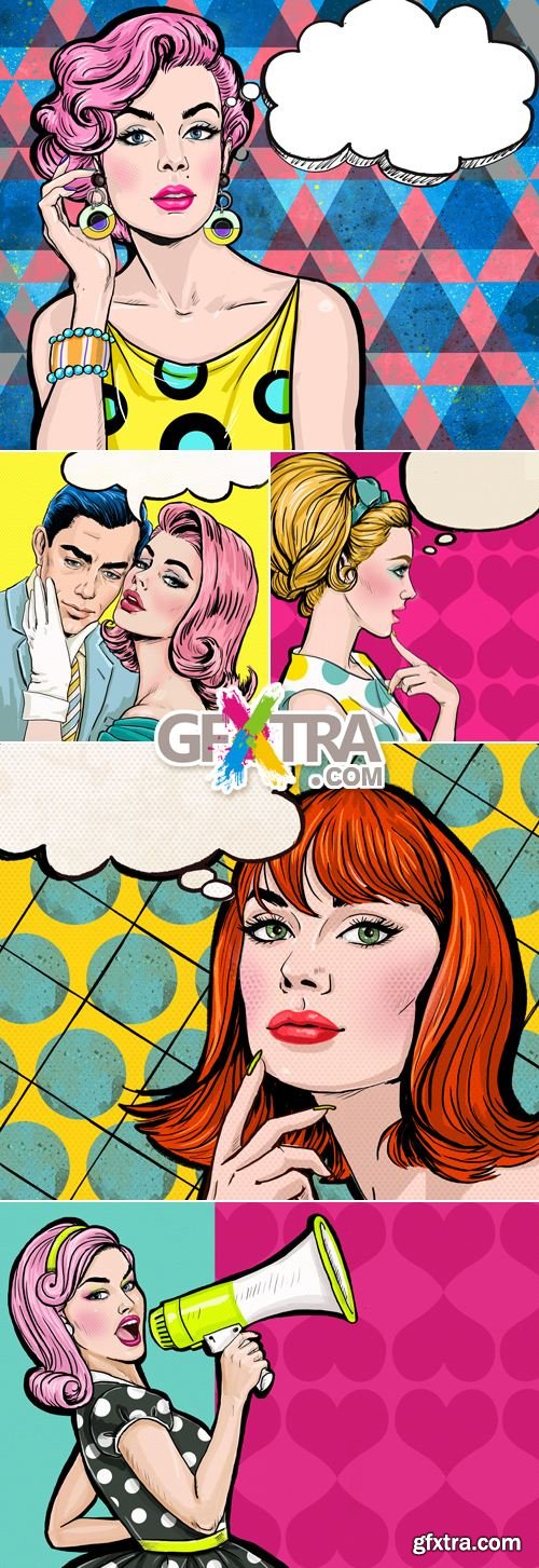 Stock Photo - Pin-up Woman with Speech Bubbles