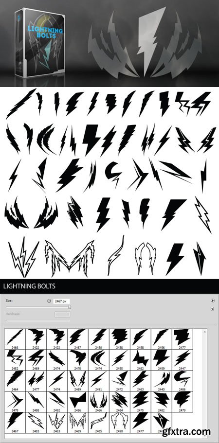 Lightning Bolts - 44 Photoshop Brushes & Vectors (Re-Up)