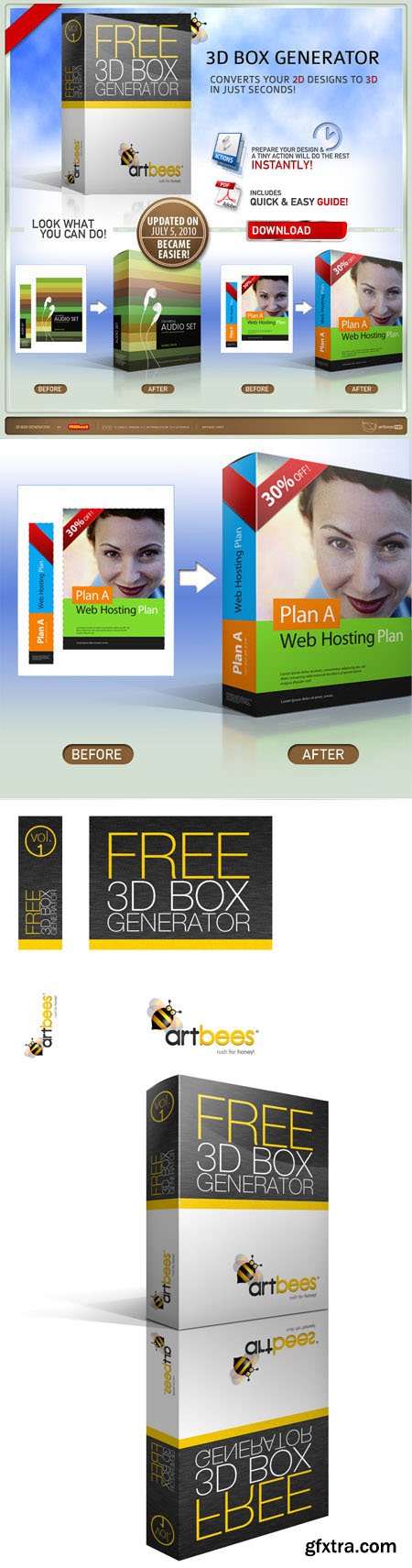 3D Box Generator - Photoshop Action (Free Edition)