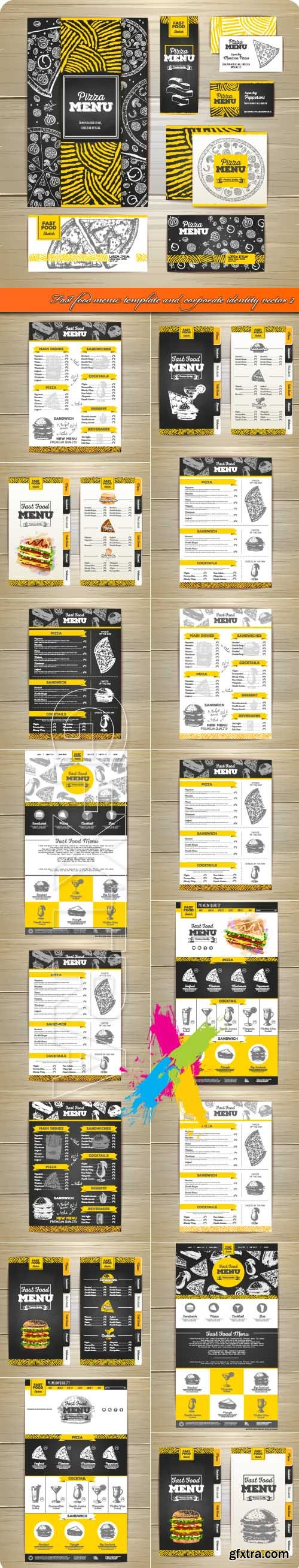 Fast food menu template and corporate identity vector 2