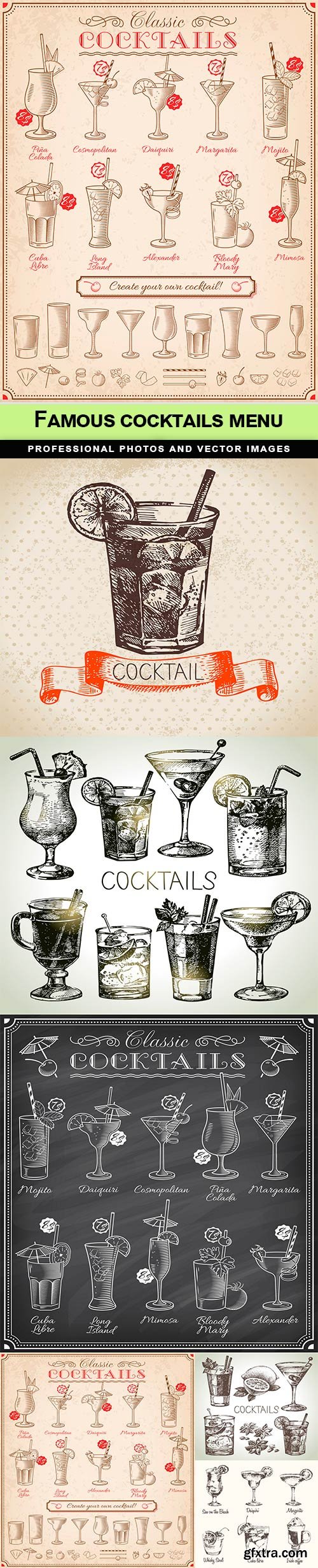 Famous cocktails menu - 6 EPS