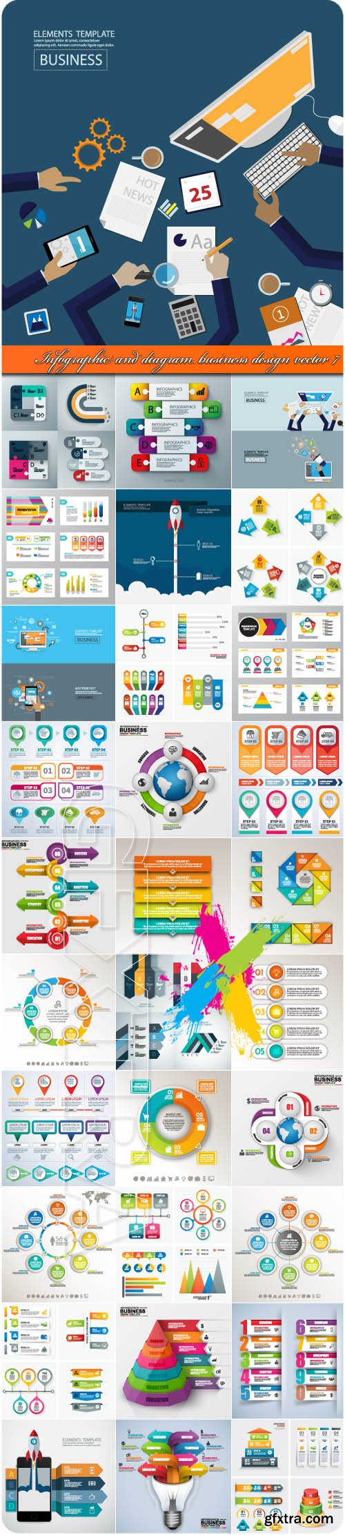 Infographic and diagram business design vector 7