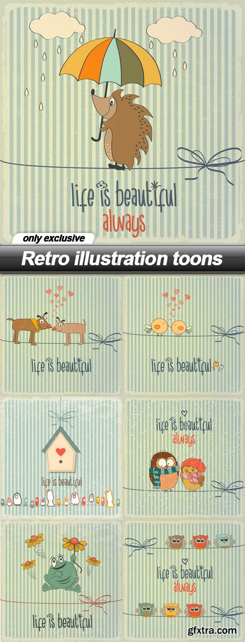 Retro illustration toons - 7 EPS