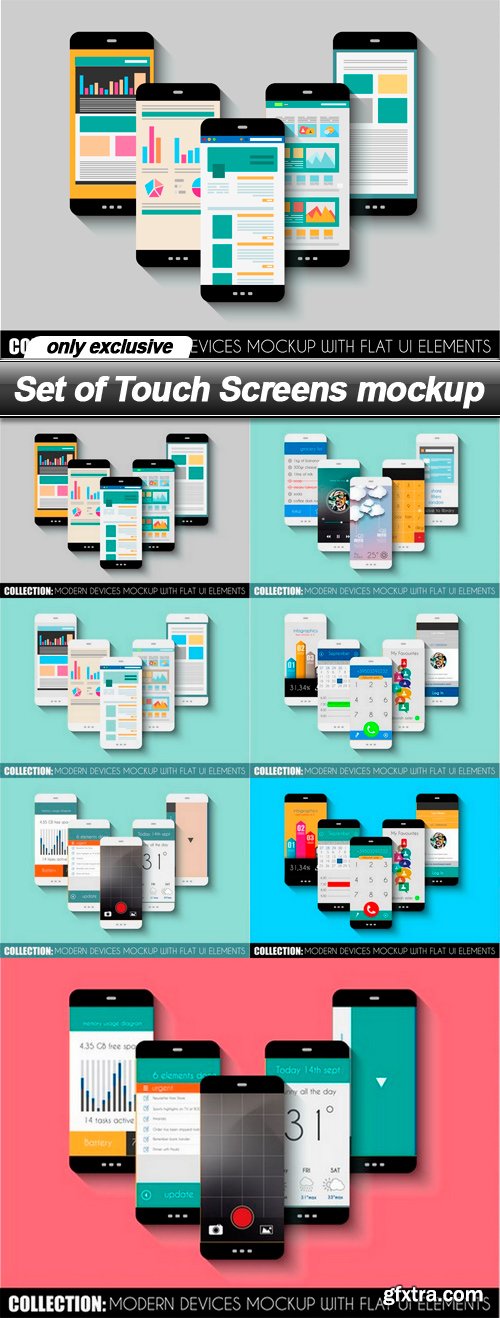 Set of Touch Screens mockup - 7 EPS