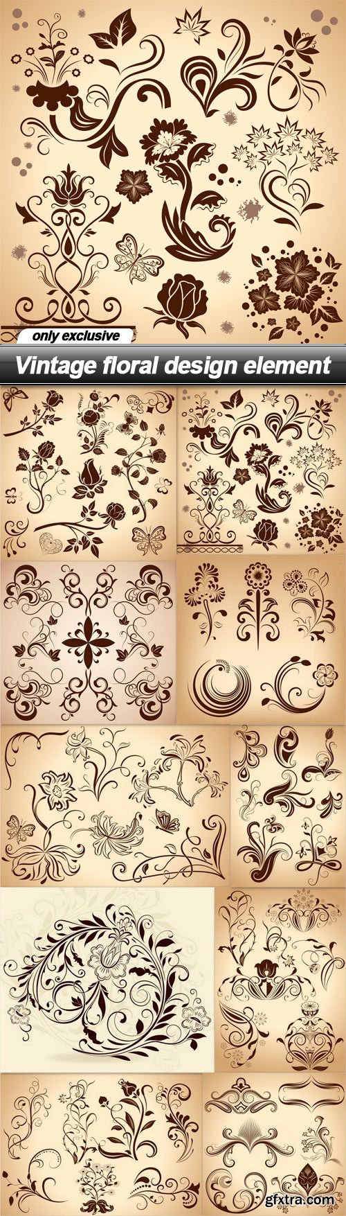 Vintage floral design element - 10 EPS