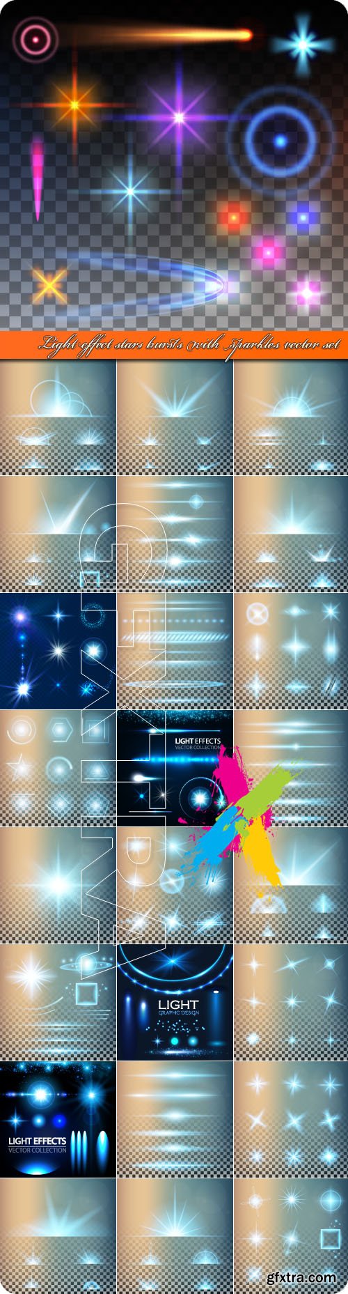 Light effect stars bursts with sparkles vector set