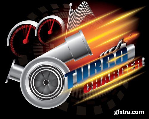 Speed, Racing & Turbocharger Vector Concept, 25x EPS