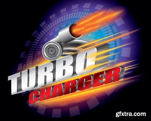 Speed, Racing & Turbocharger Vector Concept, 25x EPS