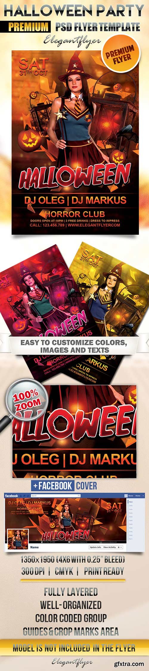 Halloween Flyer PSD Template + Facebook Cover