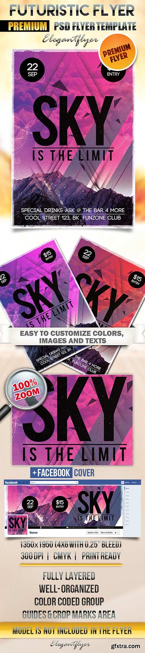 Futuristic Flyer Flyer PSD Template + Facebook Cover