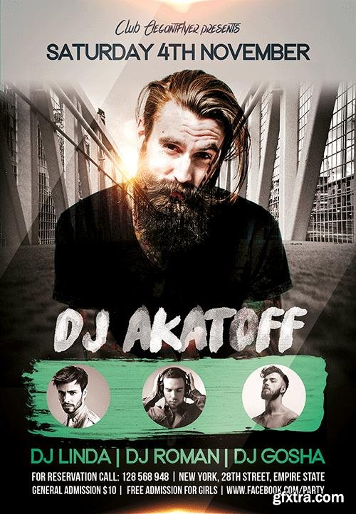 DJ Akatoff Flyer PSD Template + Facebook Cover