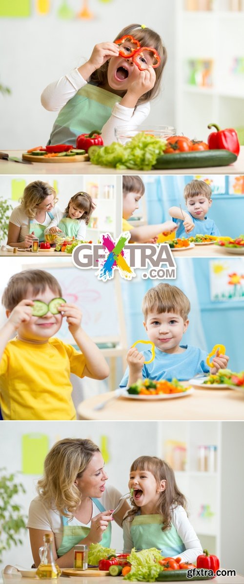 Stock Photo - Kids Playing at the Kitchen