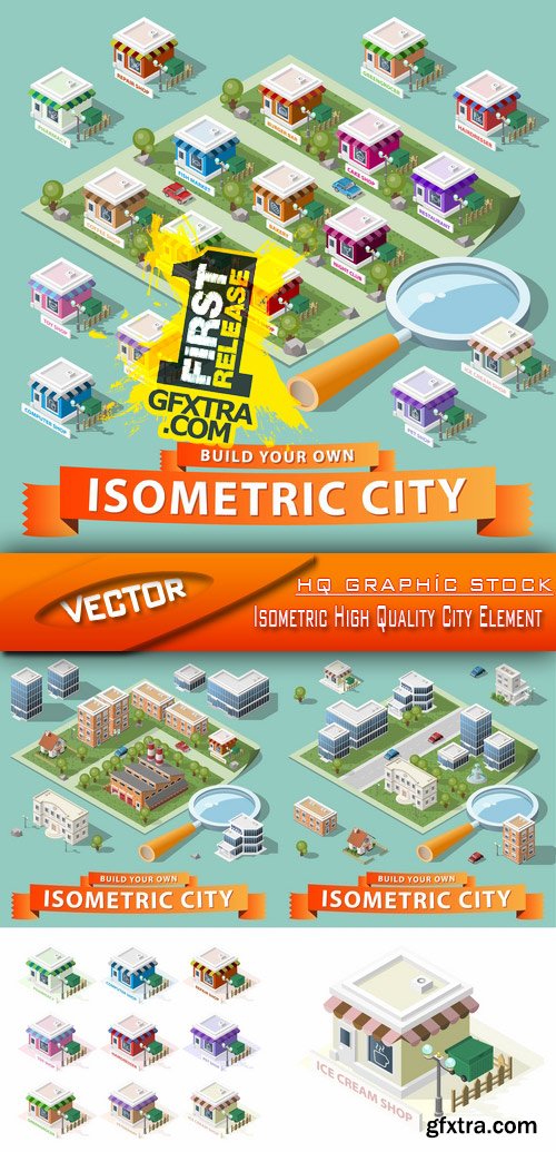 Stock Vector - Isometric High Quality City Element