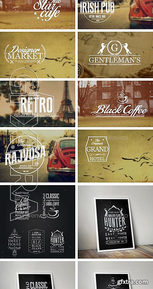 GraphicRiver - Retro Vintage Labels and Logos - Bundle 13082361