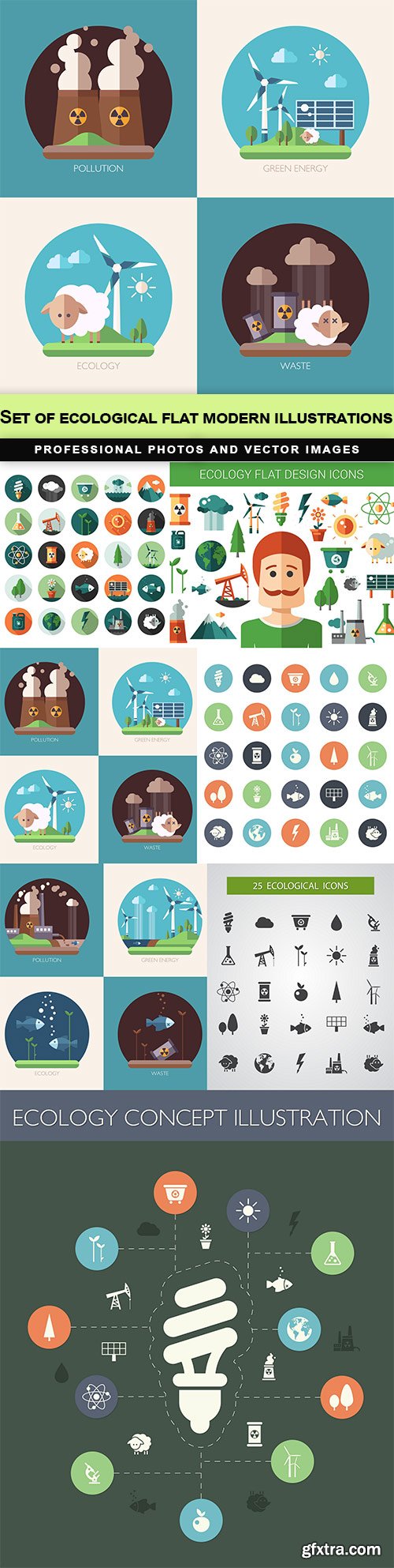 Set of ecological flat modern illustrations - 7 EPS