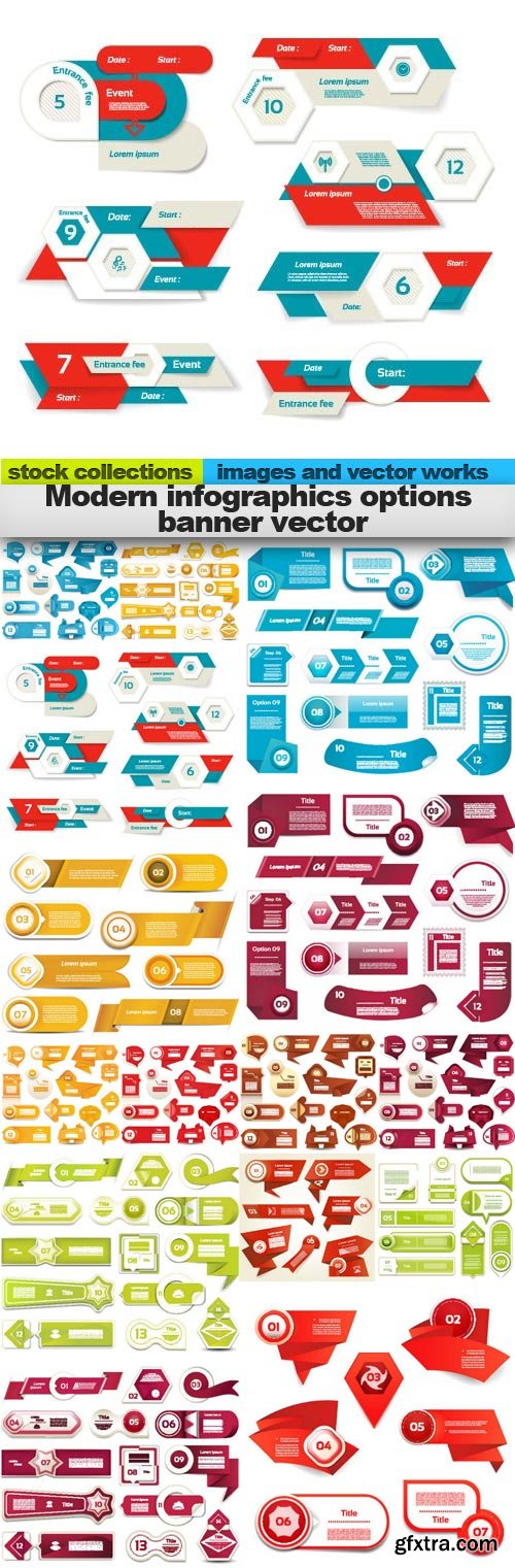 Modern infographics options banner vector, 15 x EPS