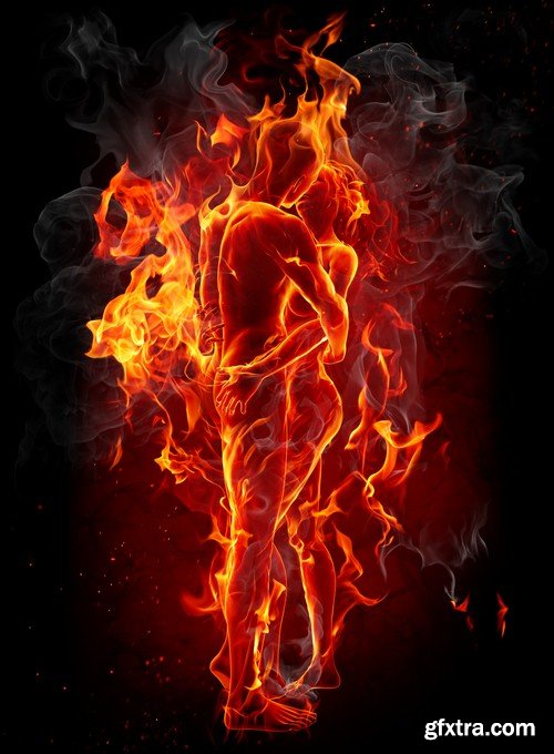 Man and woman on fire