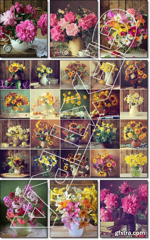 Still life with a bouquet of flouers - Stock photo