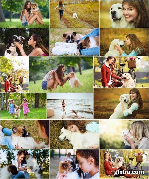 Collection of woman people girl with dog puppy pet 25 HQ Jpeg