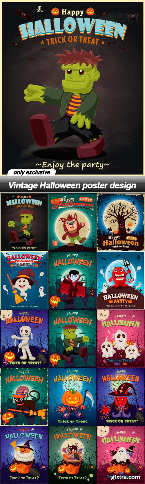 Vintage Halloween poster design - 15 EPS