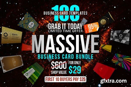 CreativeMarket 100 Massive Business Card Bundle 358558